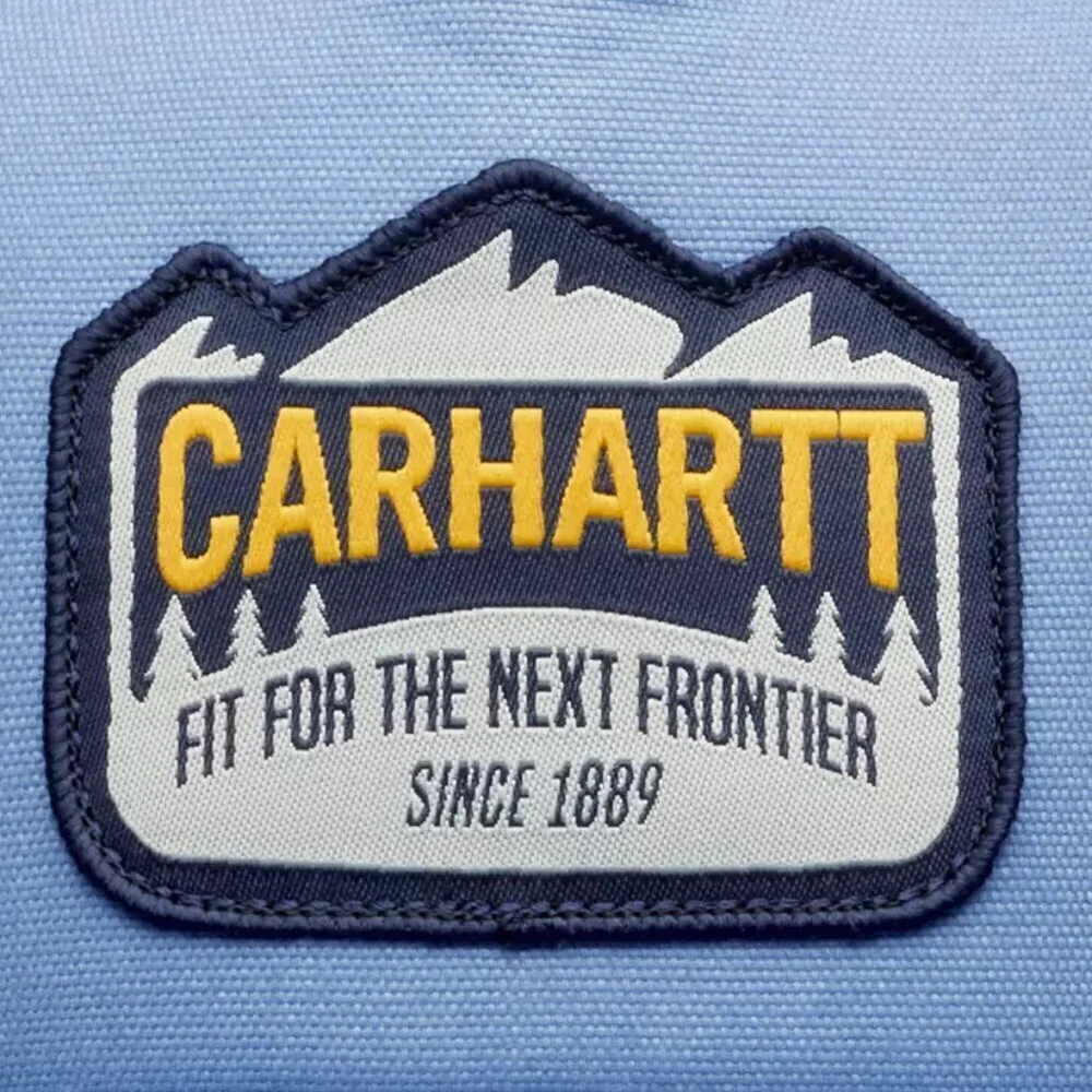 NWT Carhartt Mountain Patch Blue Canvas Flat Brim Hat